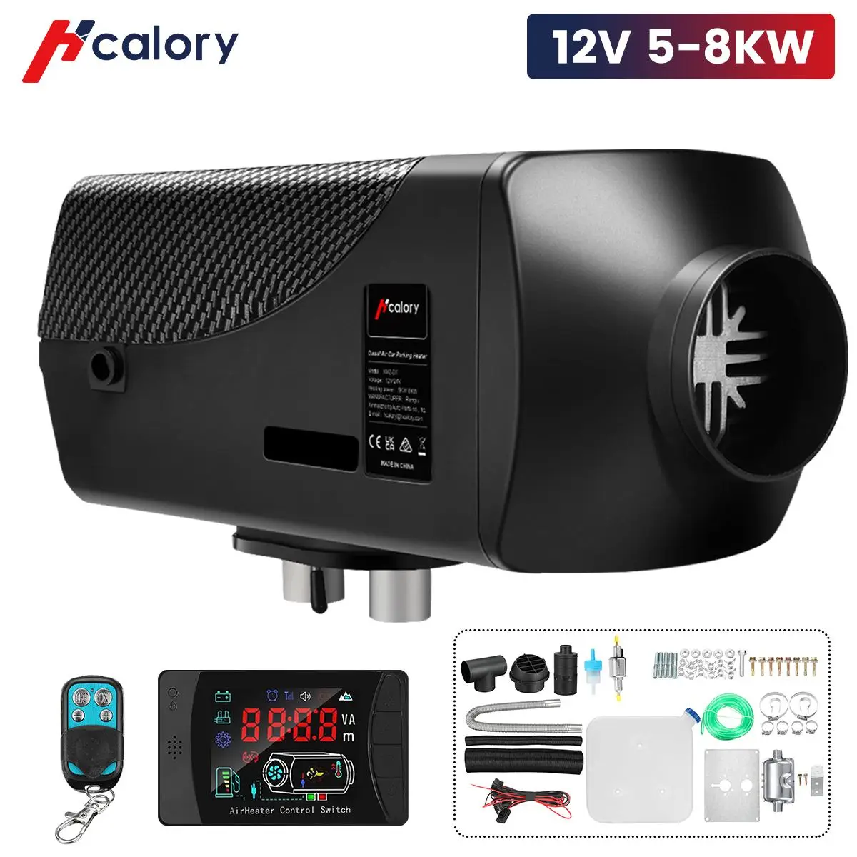 Hcalory 12V 24V 5 8KW Car Heater Air Diesel Heater New LCD Monitor + Tank Remote Control for RV