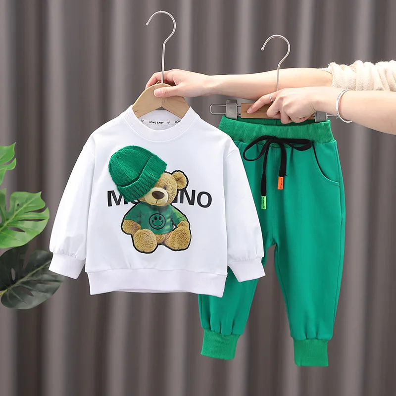 

Boy Toddler Clothes 2023 Spring Autumn Cartoon Fashion Loose Long Sleeve T-shirts and Pants Infant Boys Outfits Kids Bebes Suits