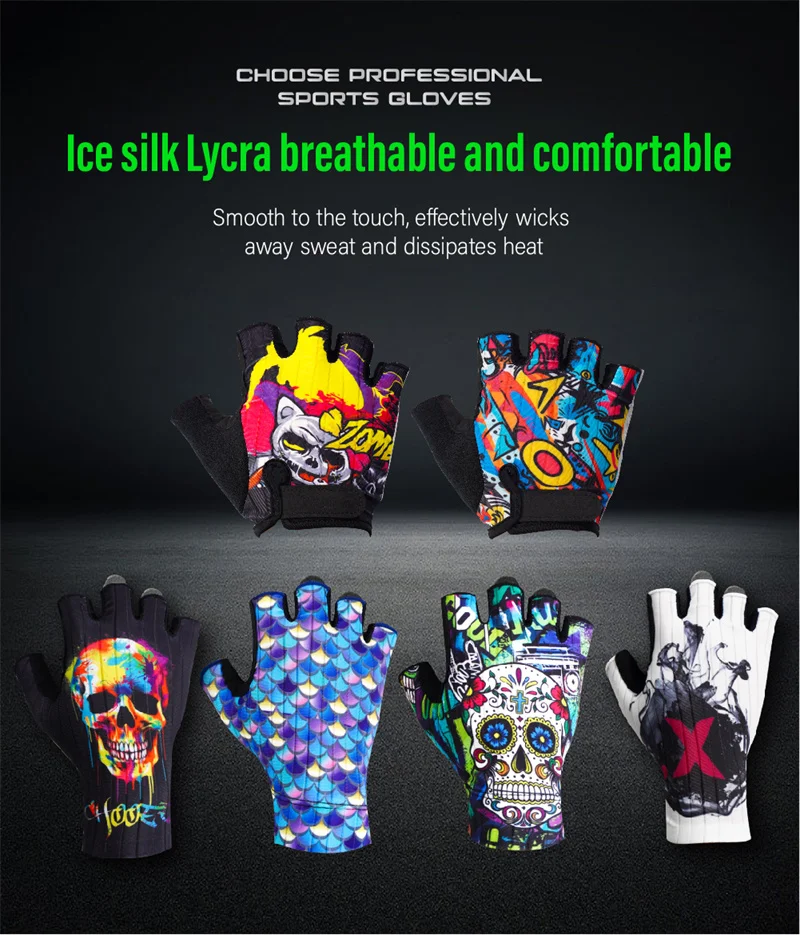 CNC Cycling Gloves Half Finger Bike Gloves Silicone Pads Bicycle Sports Gloves Gel Shock-Absorbing Breathable Shock-Absorbing 2