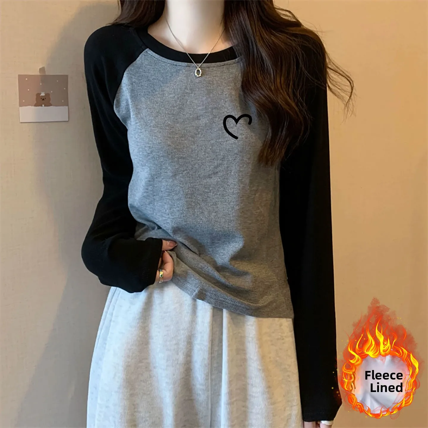 Black/gray - 151 heart cutout (fleece lined)