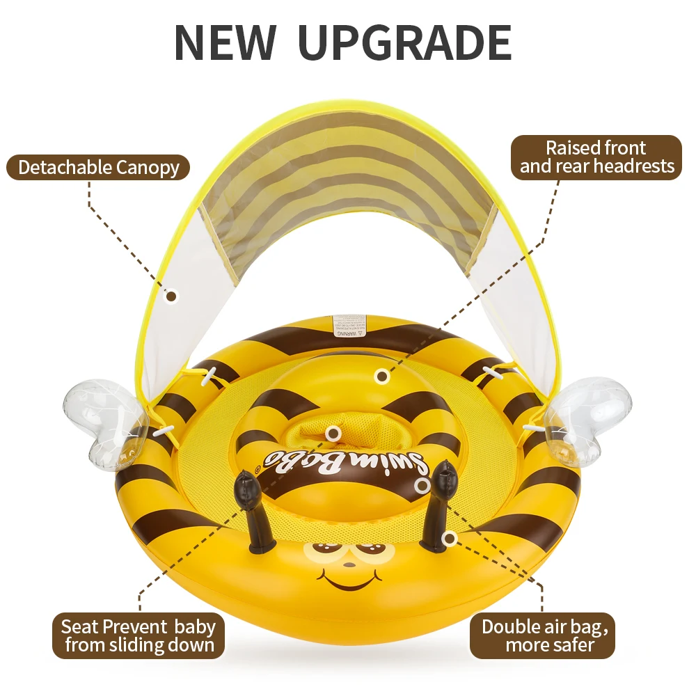 Swimbobo Inflatable Baby Swimming Float Activity Center With Canopy Foldable Swim Pool Seat Floating For Kids 4