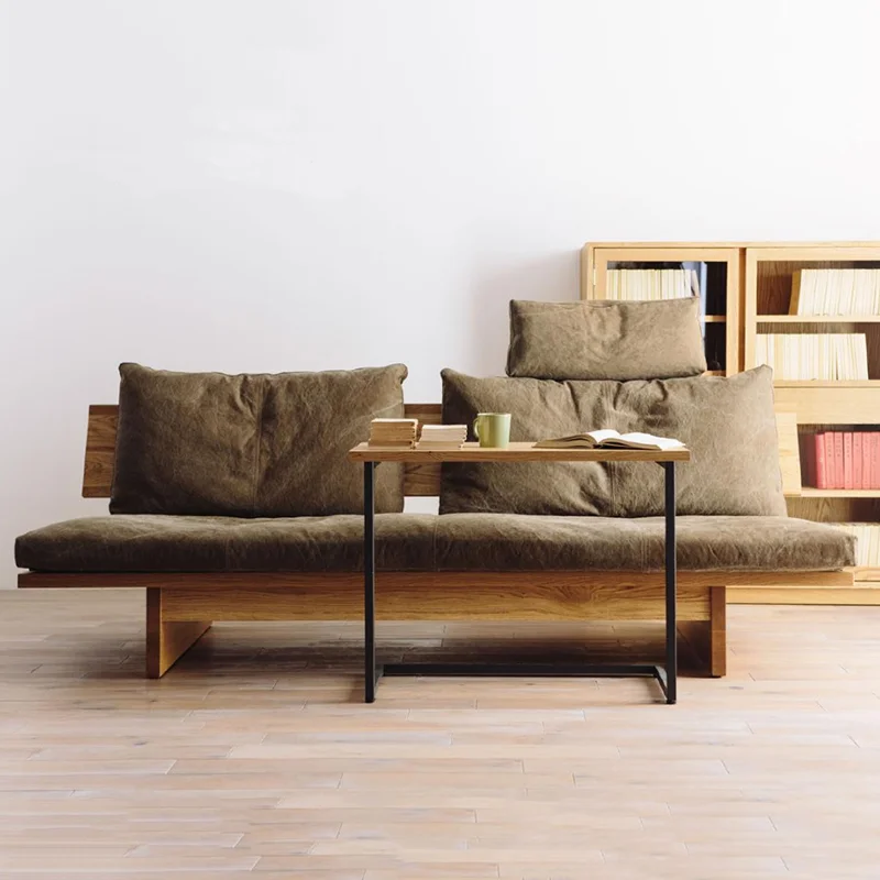 

Solid Wood Lazy Sofa Nordic Relax Tatami Reading Plus Size Love Seat Couch Straight Full Body Design Muebles Bedroom Furniture
