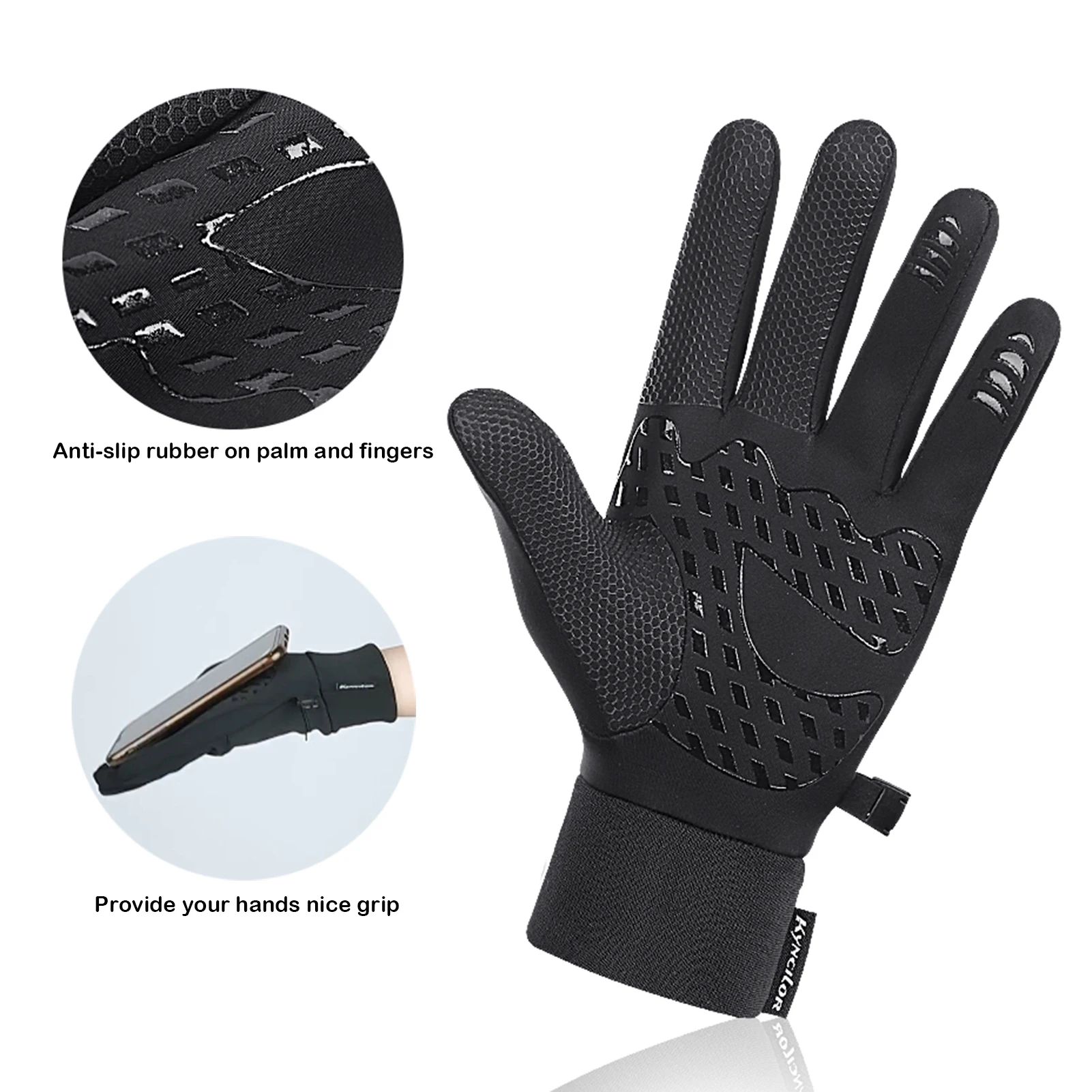 Men Winter Waterproof Gloves Touchscreen Anti-Slip Fleece Thermal for Outdoor Skiing Ice Fishing Cycling