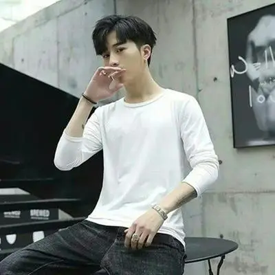 Pure white long sleeve crew neck