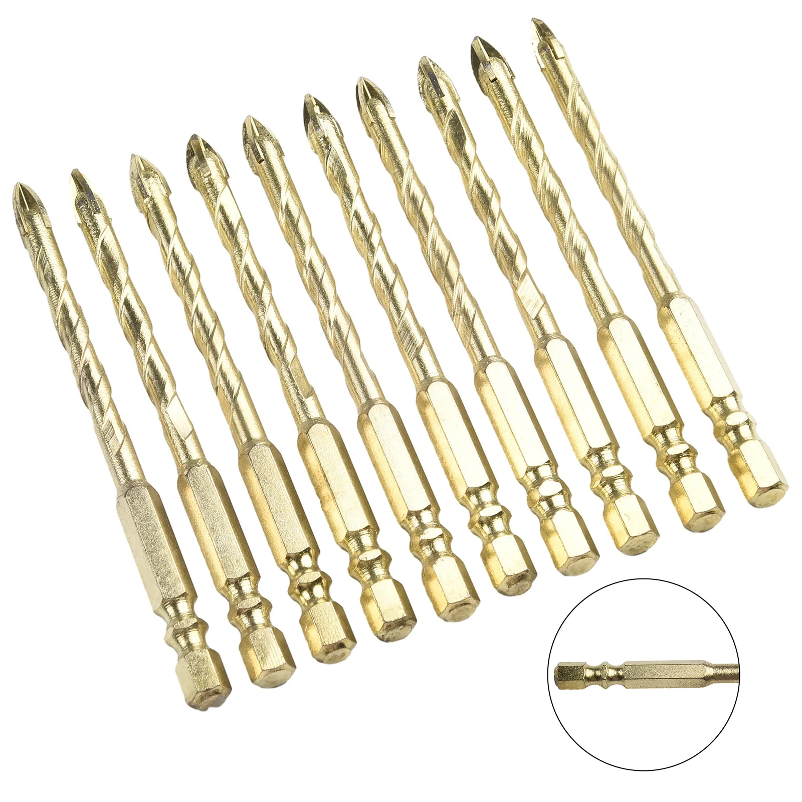 

10Pcs Hard Alloy 6mm Drill Bit Hex Shank Punching Hole Drill Dry/wet Drilling Power Tool Accessories For Ceramic Marble Granite