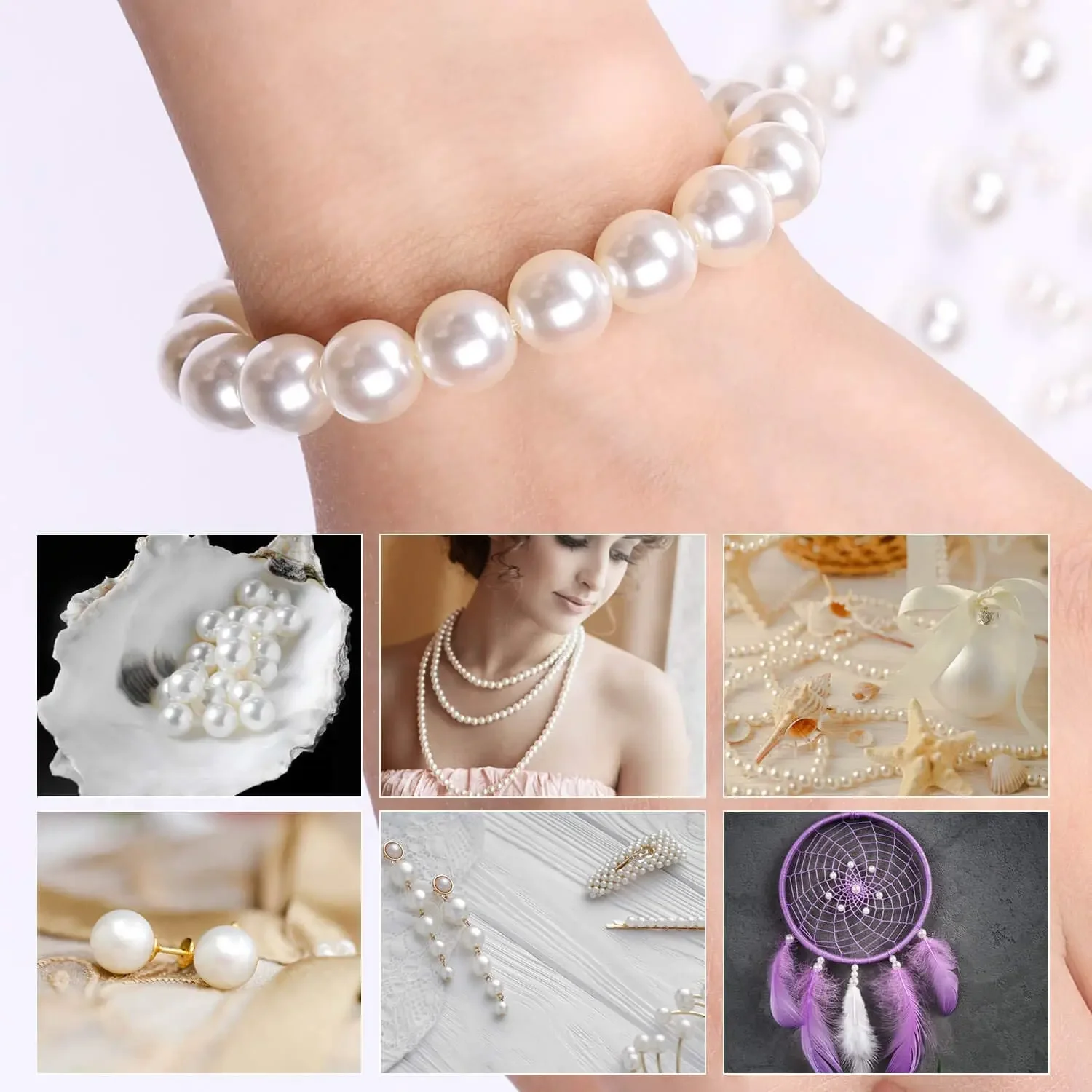 ABS Beads 3 4 6 8 10 12 14 16mm Pearl Beads White Beige Loose Round Beads Craft For Fashion Jewelry Making DIY Craft Garment