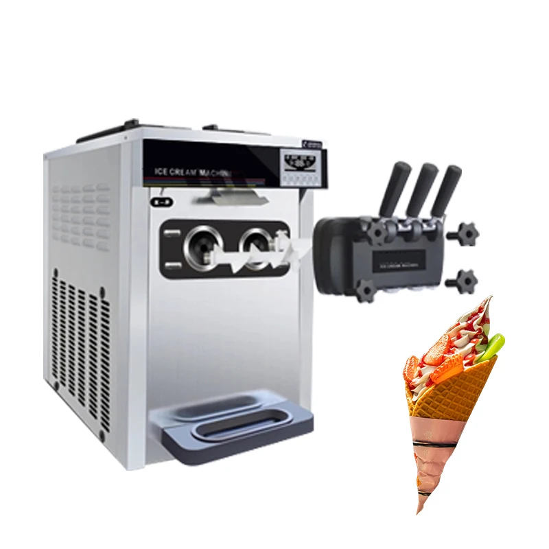 Hot Selling Small Tabletop Three Flavor Soft Ice Cream Machine Soft Serve Ice Cream Making Machine