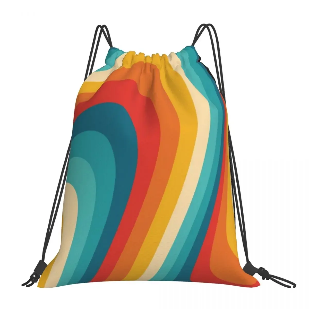 

70s Retro Aesthetic Backpacks Casual Portable Drawstring Bags Drawstring Bundle Pocket Sports Bag BookBag For Travel Students