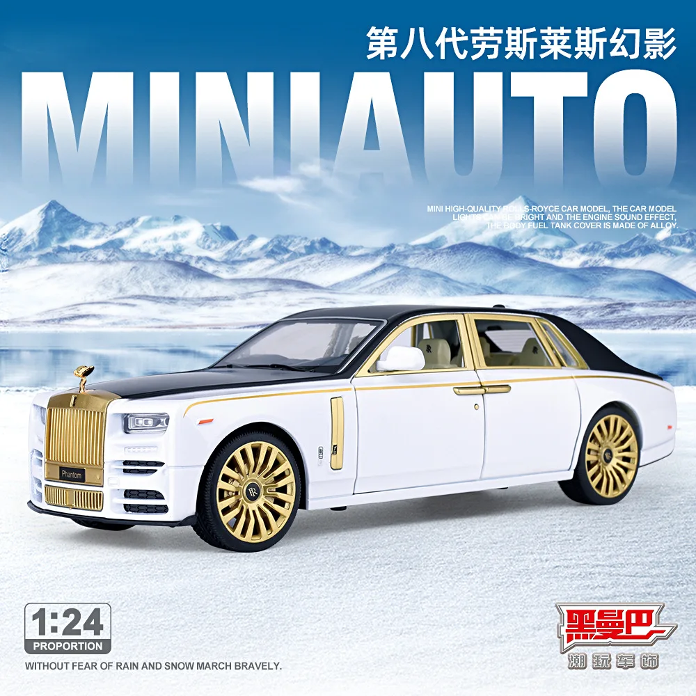 1:24 Ottava Generazione Rolls Royce Phantom Simulation Diecast Metal Alloy Model Car Sound Light Pull Back Collection Giocattolo Per Bambini