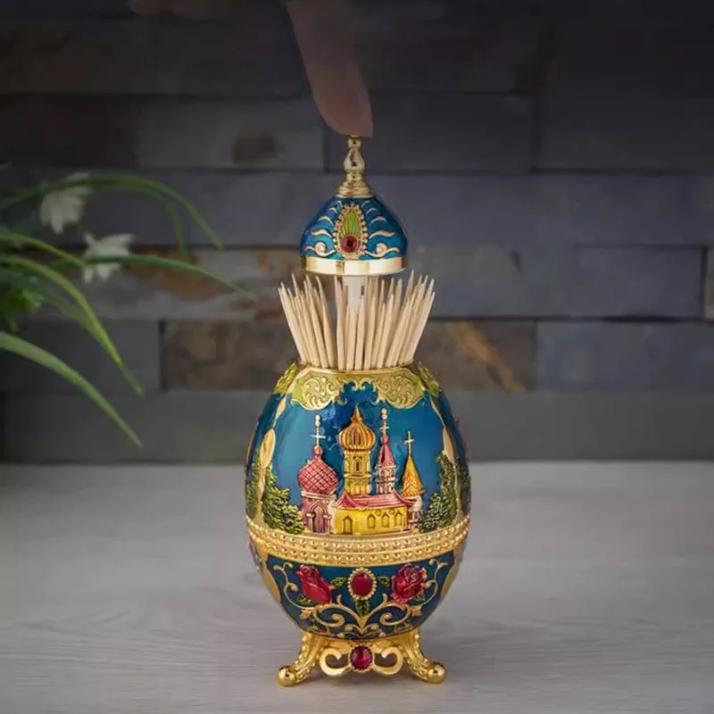 Creative Metal Toothpick Holder, Luxury Toothpick Holder, European Retro Automatic Toothpick Box, Home High-End Reretractable