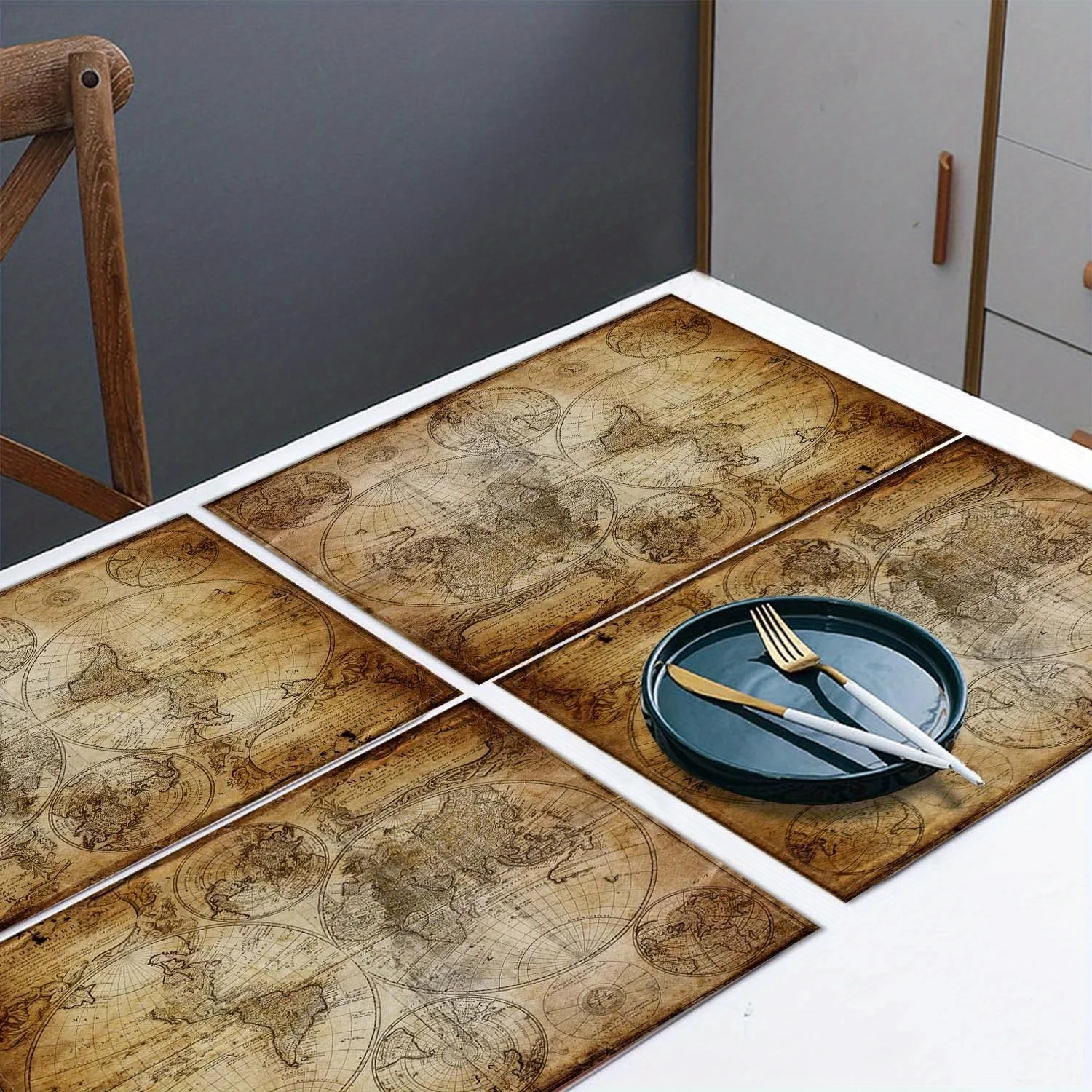Retro Nautical Map Placemats (4PCS) 3