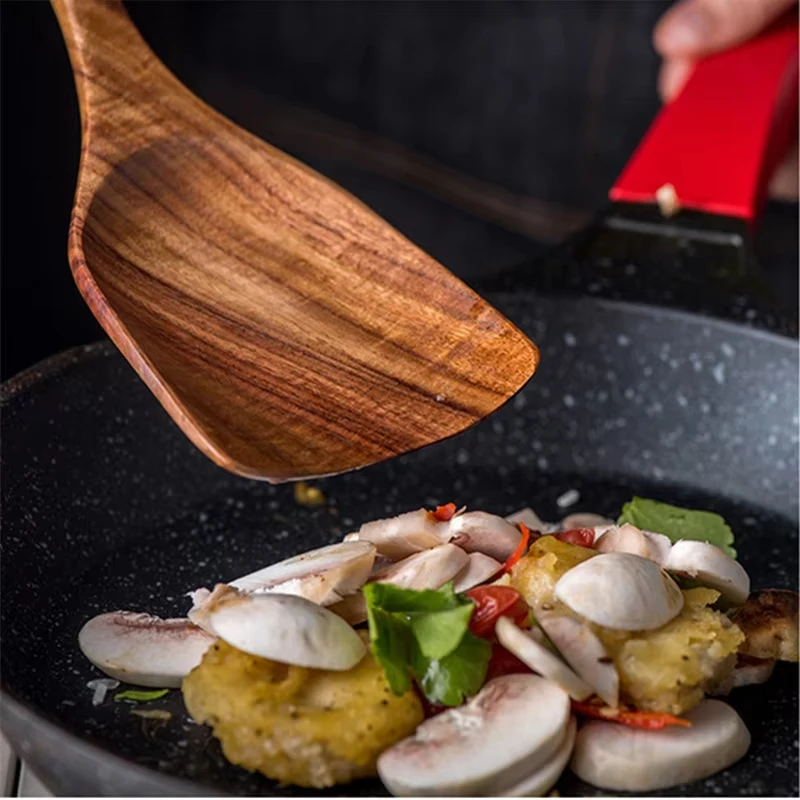 Elegant Wooden Cooking Utensil Collection: Spatula, Soup Ladle, and Rice Scoop Set