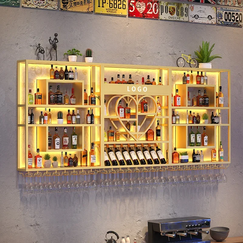 Wine Rack Bar Accessories High EndShelves Open Cabinets Room Liquor Whiskey Showcase Wall Cabinet Modern Home Display Furniture