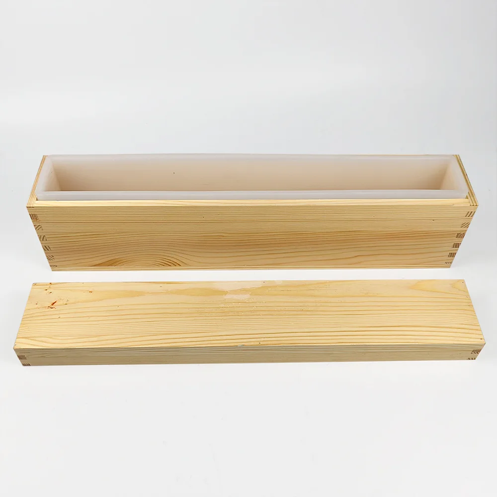 Rectangle Silicone Soap Mold Large Wooden Box Cover Handcraft Soap Making Soy Wax Mould DIY Loaf Cake Toast Baking Supplies