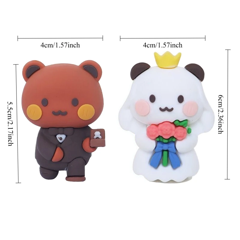 부부와 두두 판다 곰 피규어 인형 웨딩 피규어 미니 커플 동물 장식 인형 발렌타인데이 데스크탑 장식품