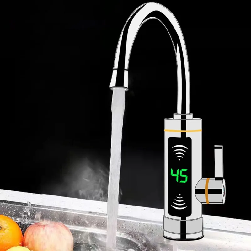 

Electric Heating Tap Kitchen Bathroom Fast Instant Hot Water Heater Faucet 360° Swivel Basin Mixer Tap Stainless Steel