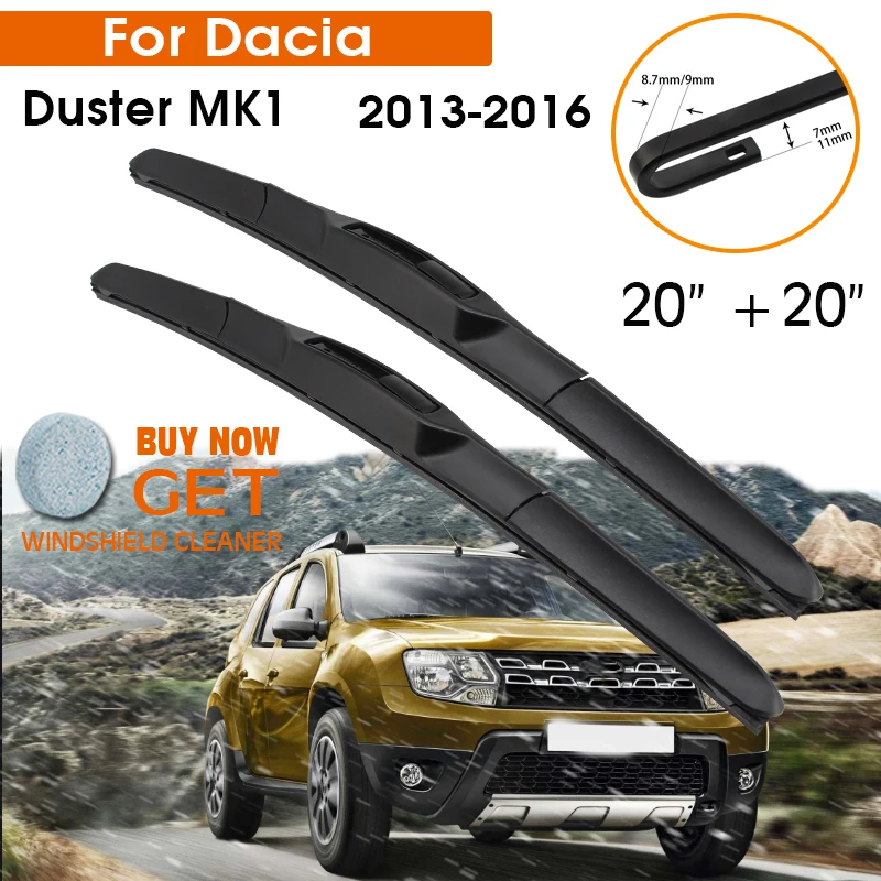 

Car Wiper For Dacia Duster MK1 2013-2016 Windshield Rubber Silicon Refill Front Window Wiper 20"+20" LHD RHD Auto Accessories