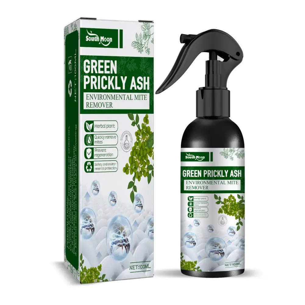100g Natural Mite Killer Spray Eco-friendly Mite Removal Anti-leaking Green Prickly Ash Removing Spray Household Supplies