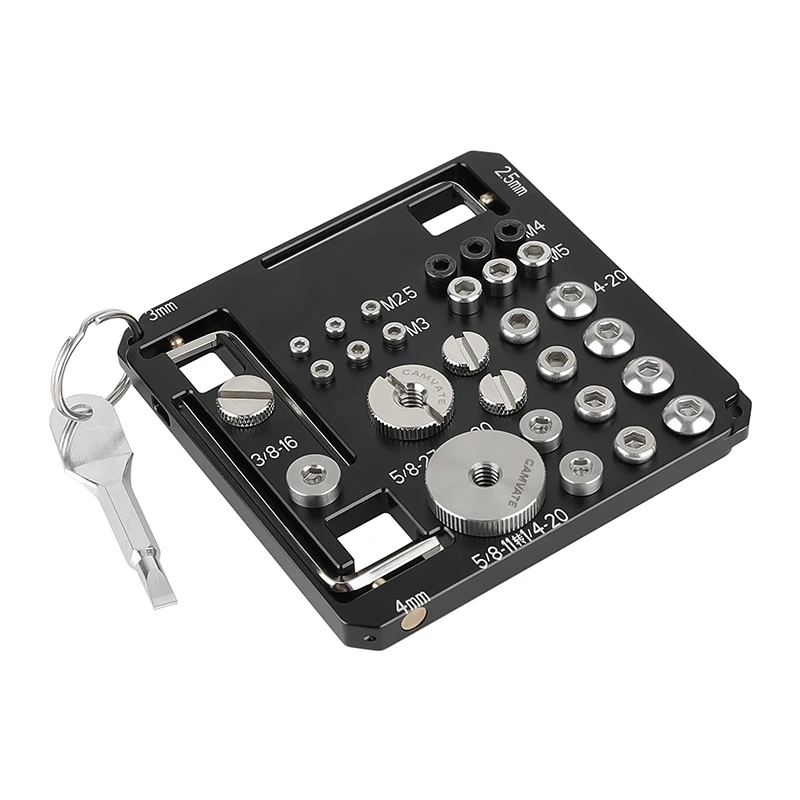 

SZRIG Screw And Hex Key Storage Plate for Most Camera Cages Storage Plate With Mounting Screws Assortment & Allen Keys