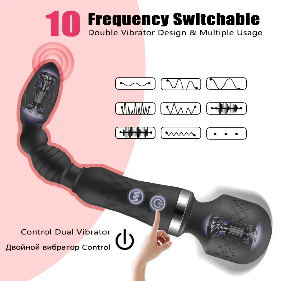 Dildo Sex Toys Double-ended Wand G-Spot Massager Stimulator Anal Plug For Couple Clitoris Stimulator Adult