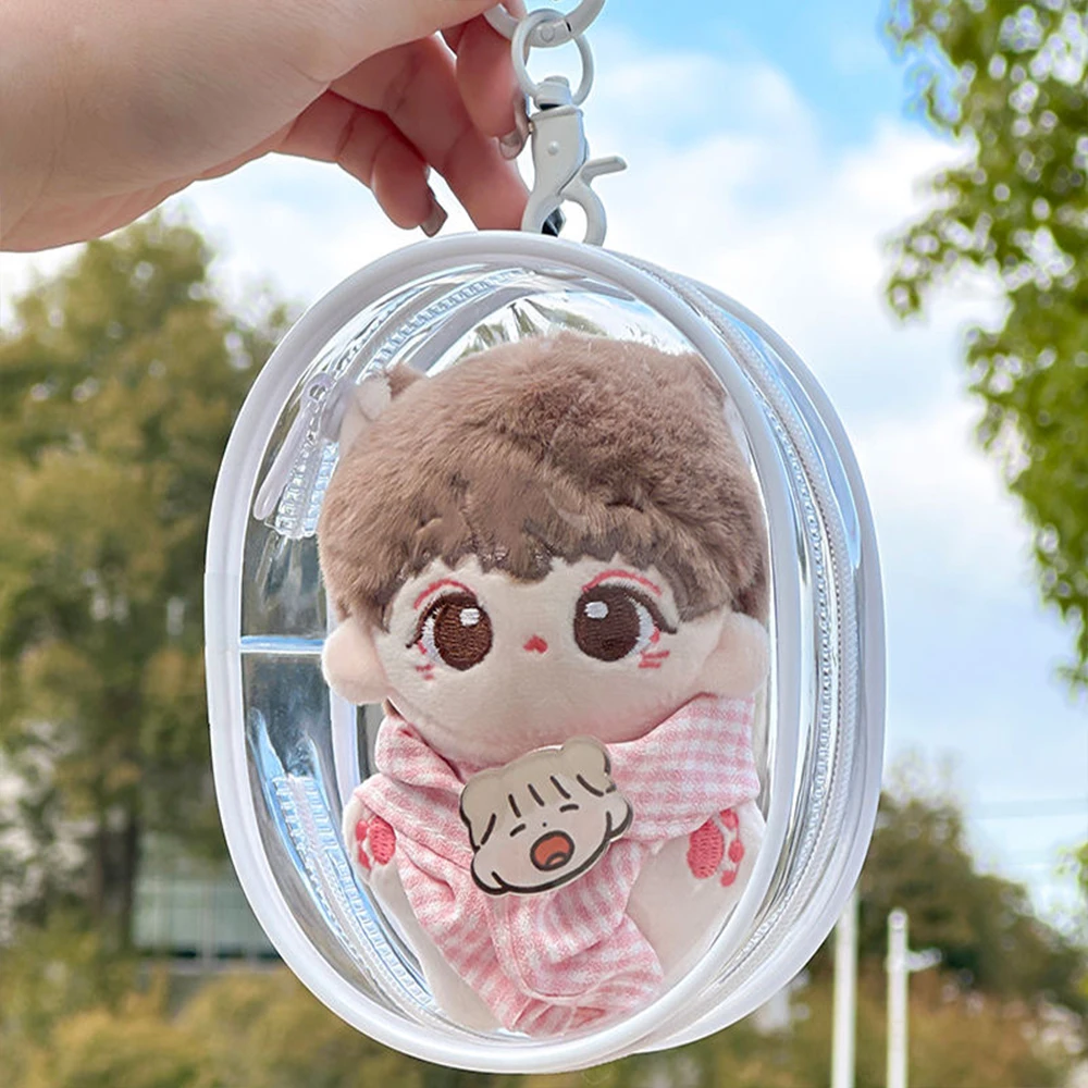 Clear Doll Outdoor Bag Mini Plush Dolls Storage Pouch For 15cm Plushy Doll Anime Cartoon Nendroid Toy Organzier storage bag toy storage case doll bag