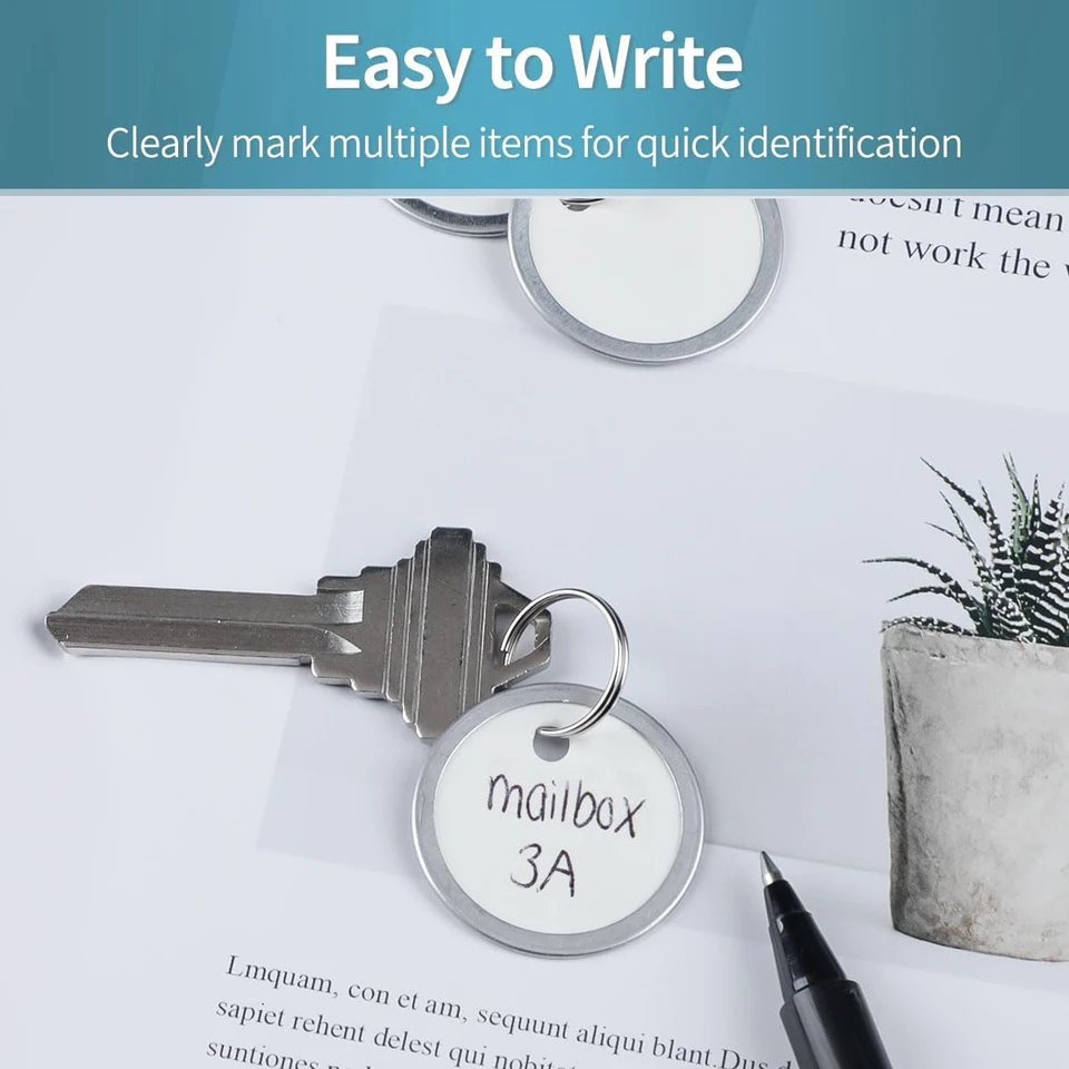 150 Pcs Metal Rim Key Tags - 1.25 Inch Writable Key Labels With Split Rings