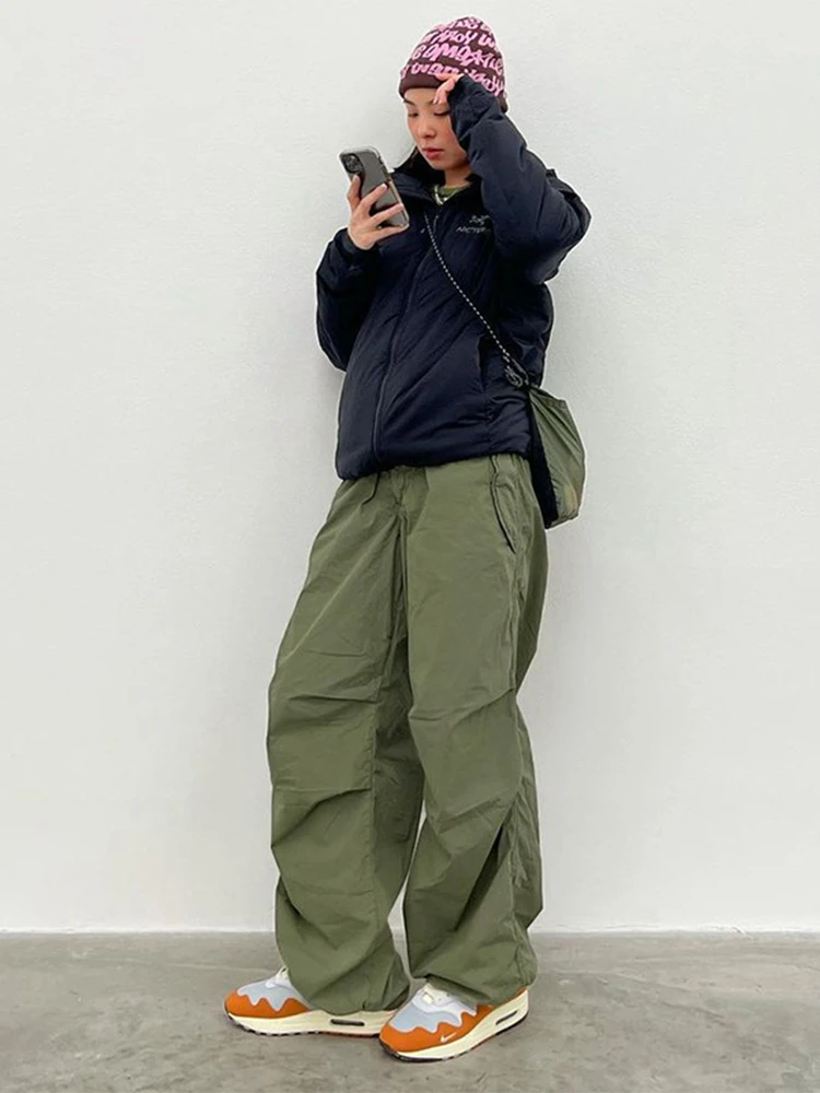 low waist drawstring cargo pants