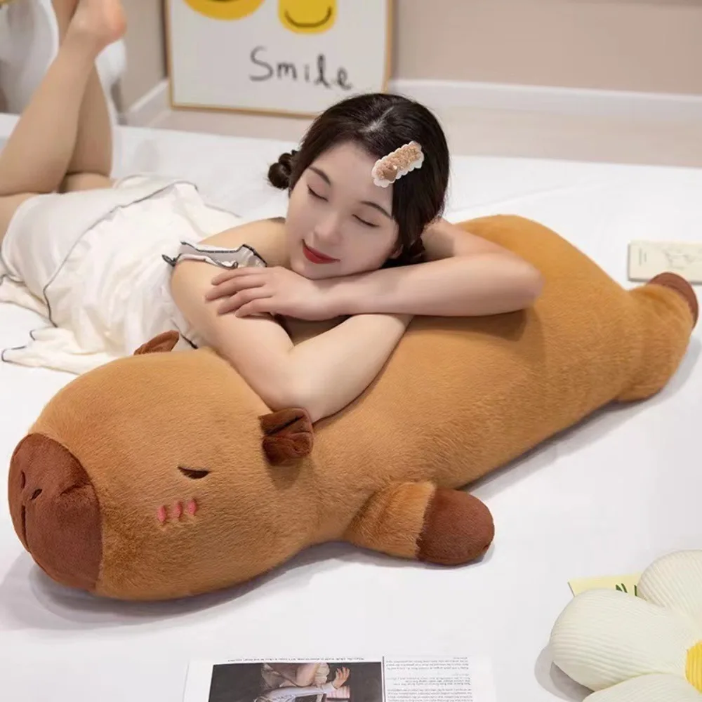 Cartoon stuffed capybara plush toy 40/60/80cm giant bed long pillow sleep creative rectangle cushion home decor plush pillows-plush toys