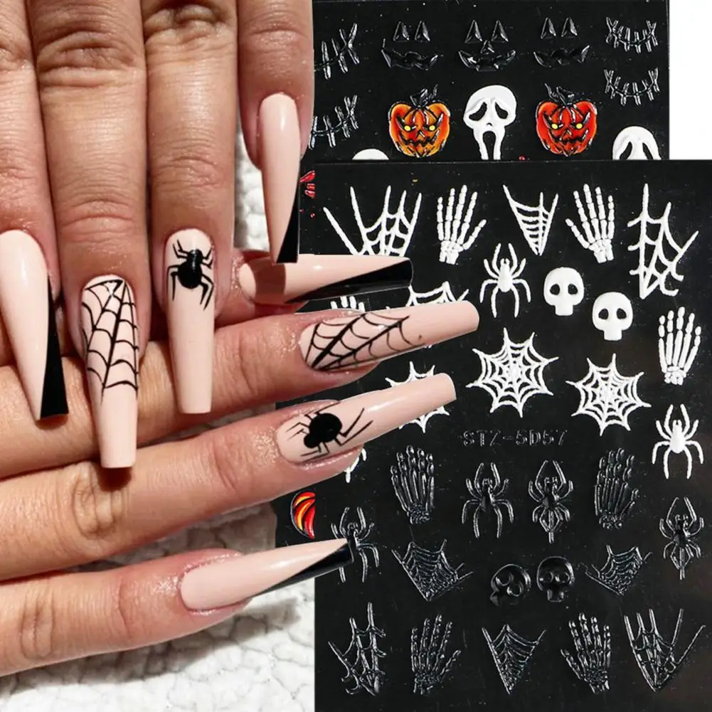 

Nail Decal Excellent Waterproof Spooky Design Bloody-Bones Eyeballs Nail Stickers Nail Supplies Nail Sticker Nail Decal