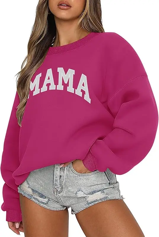 thumbnail image 1 of Ropa deportiva para mujer con cuello redondo, jersey informal de gran tamaño, sudadera con capucha, patrón de manga larga estampado gris, 1 of 5