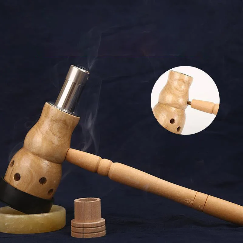 Jade Moxibustion Tool Handle Gourd Moxa Roll Burner Warm Body Massage Burning Chinese Herbal Medicine Penetrates Meridians