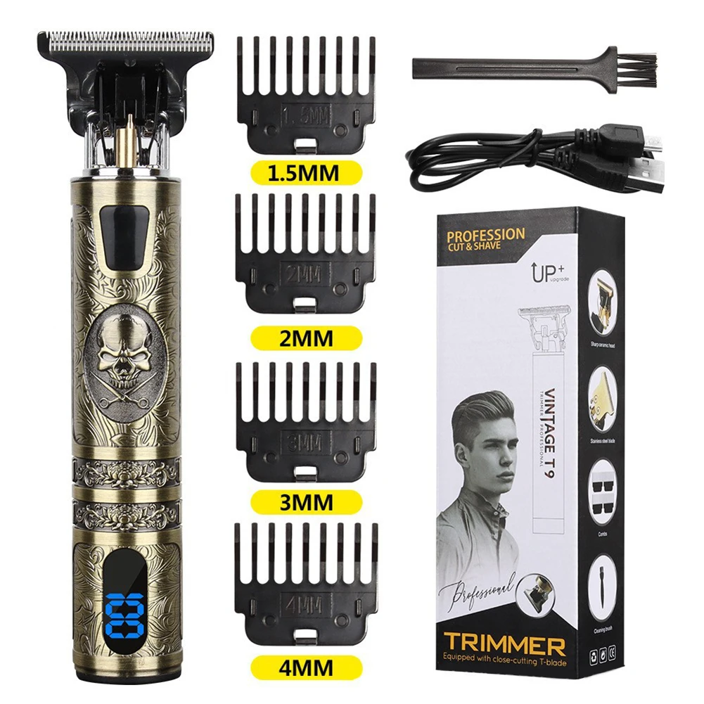 Electric Hair Clippers Barber Clippers Digital USB Chargingfor Men (Skull) 3