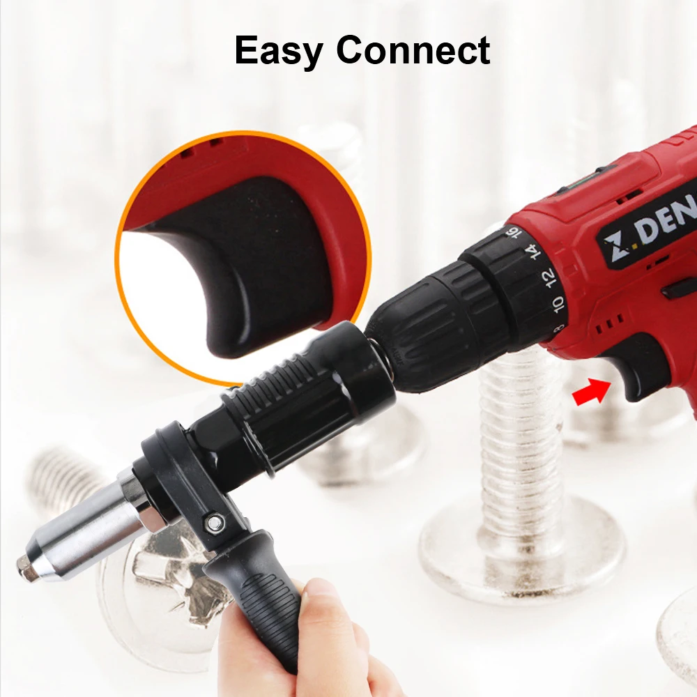Riveting Nut Gun Adapter Universal With Replaceable Nut Bit Nail Set 2.4mm-4.8mm 3pcs/set Electric Rivet Gun Connector rivet gun rivet gun set rivet gun part