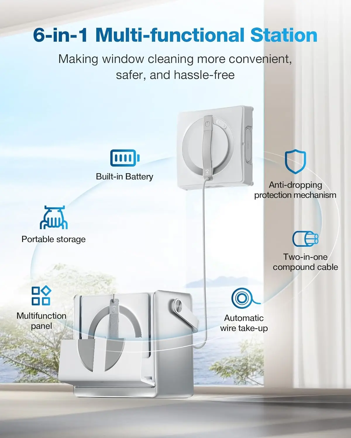 W2 Omni Portable Window Cleaning Robot, Intelligent Cleaning with Three-Nozzle Wide-Angle Spray Technology, Win S 4