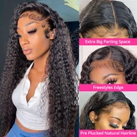 Perruque Lace Frontal Wig naturelle sans colle, cheveux crépus bouclés, 13x4, 13x6, Deep Wave, perruque Lace Front Wig complète, prête à porter, pour femmes 5