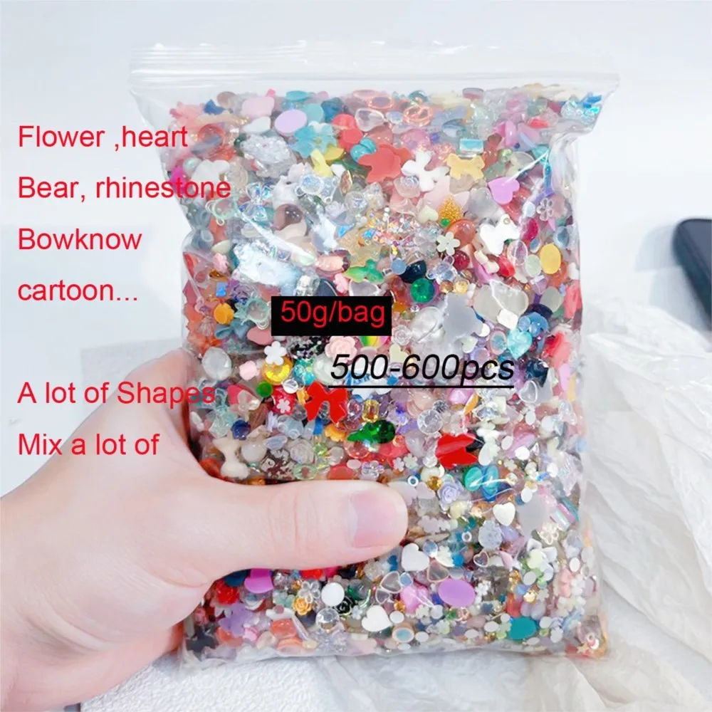 500-600pcs 라인 석 네일 매력 3D 꽃 Bowknot 혼합 스타일 네일 아트 장식 오로라 나비 진주 매니큐어 액세서리