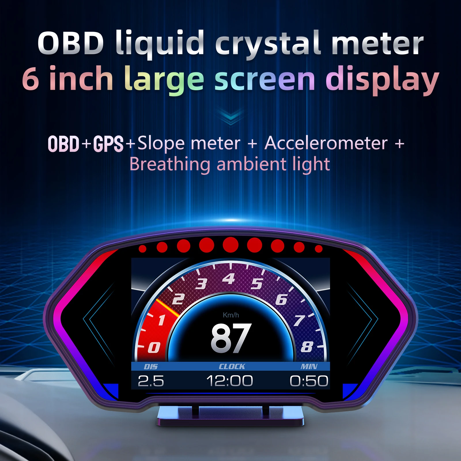 

P3 Hud OBD2 Head-up Display On-board Computer GPS Speedemeter Car Accessories Voltage RPM Water Temperature Slope Meter Gauge