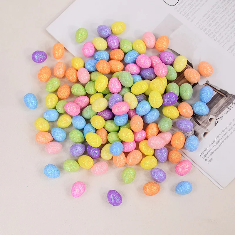80/160 Pcs Colorful Easter Eggs Glitter Foam Bird Pigeon Happy Easter Party Home Decoration Kids Gift Basket Filler DIY Crafts