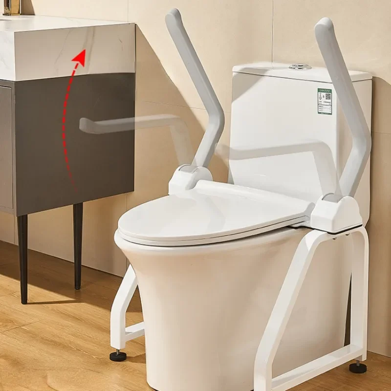 Non Perforated Anti Slip Foldable Toilet Armrest Bracket, Elderly Bathroom Safety Products Armrest Up Assist Device, Toilet Seat 4