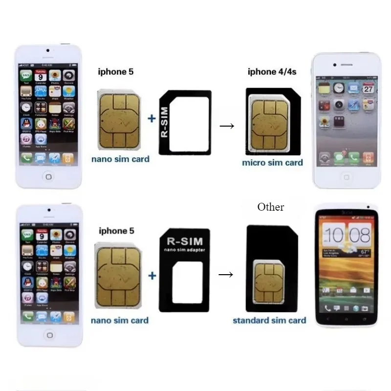 4 in 1 Convert Nano SIM Card Connector Kit for IPhone Tablet All Mobile Phone To Micro SIM Standard Adapter with Needle 2025