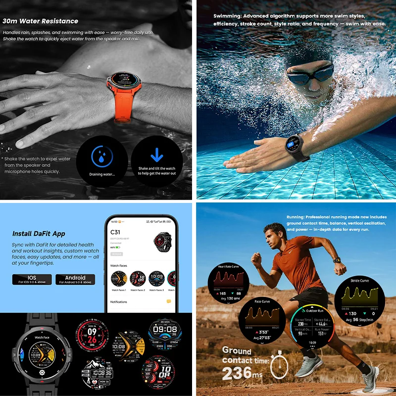 Orologio sportivo intelligente Posizionamento GNSS Monitoraggio dinamico della frequenza cardiaca Monitoraggio dello stress e del sonno Oltre 100 modalità sportive Orologio intelligente da uomo - Image 4