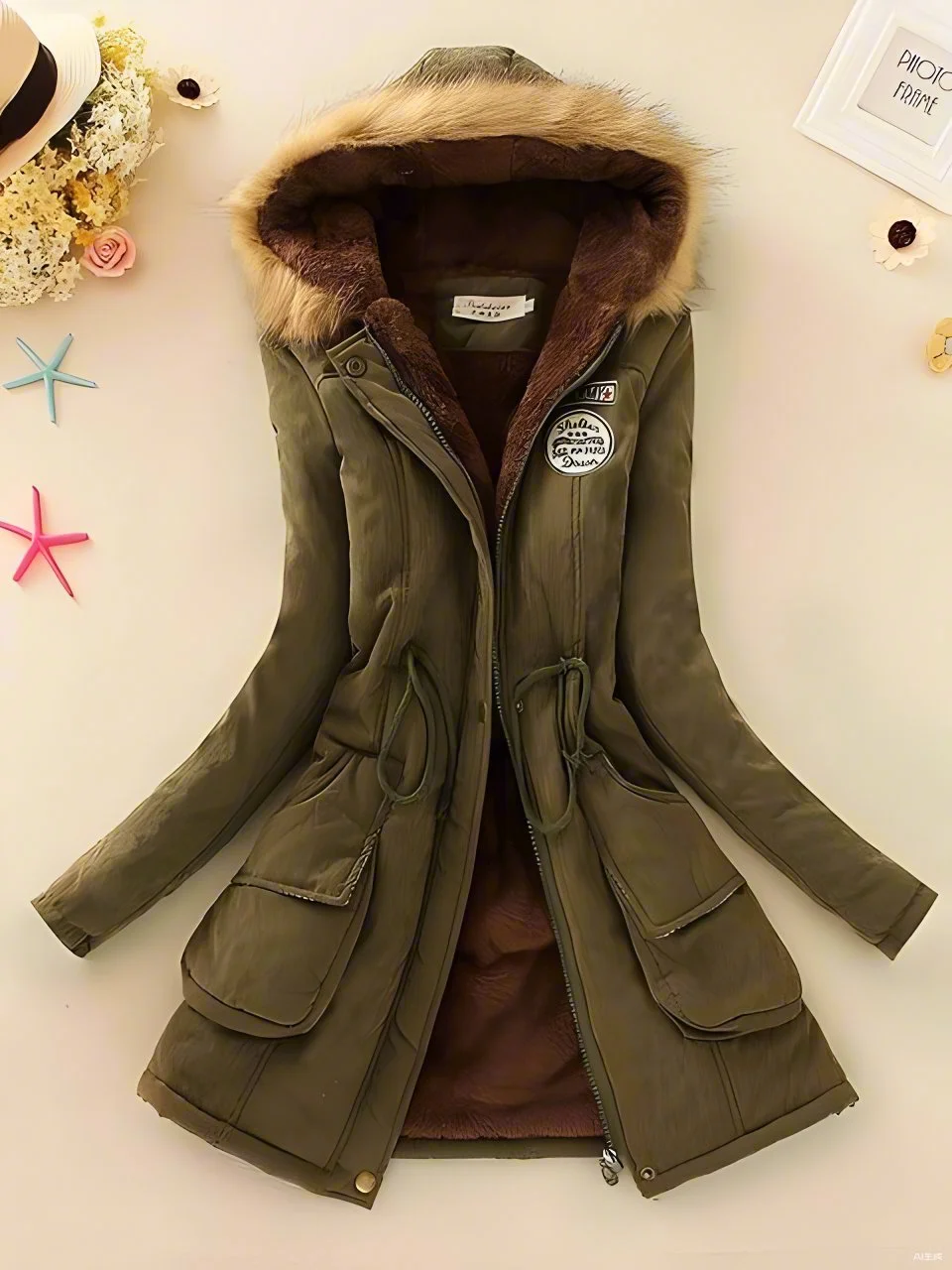 Winter women clothes leather cotton padded coat hoodies pocket coat female top