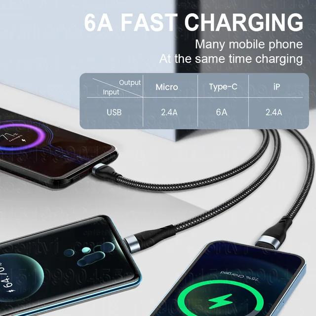45015-4d73ab.jpg Cable de surcharge 3 en 1 Micro USB type-c chargeur rapide