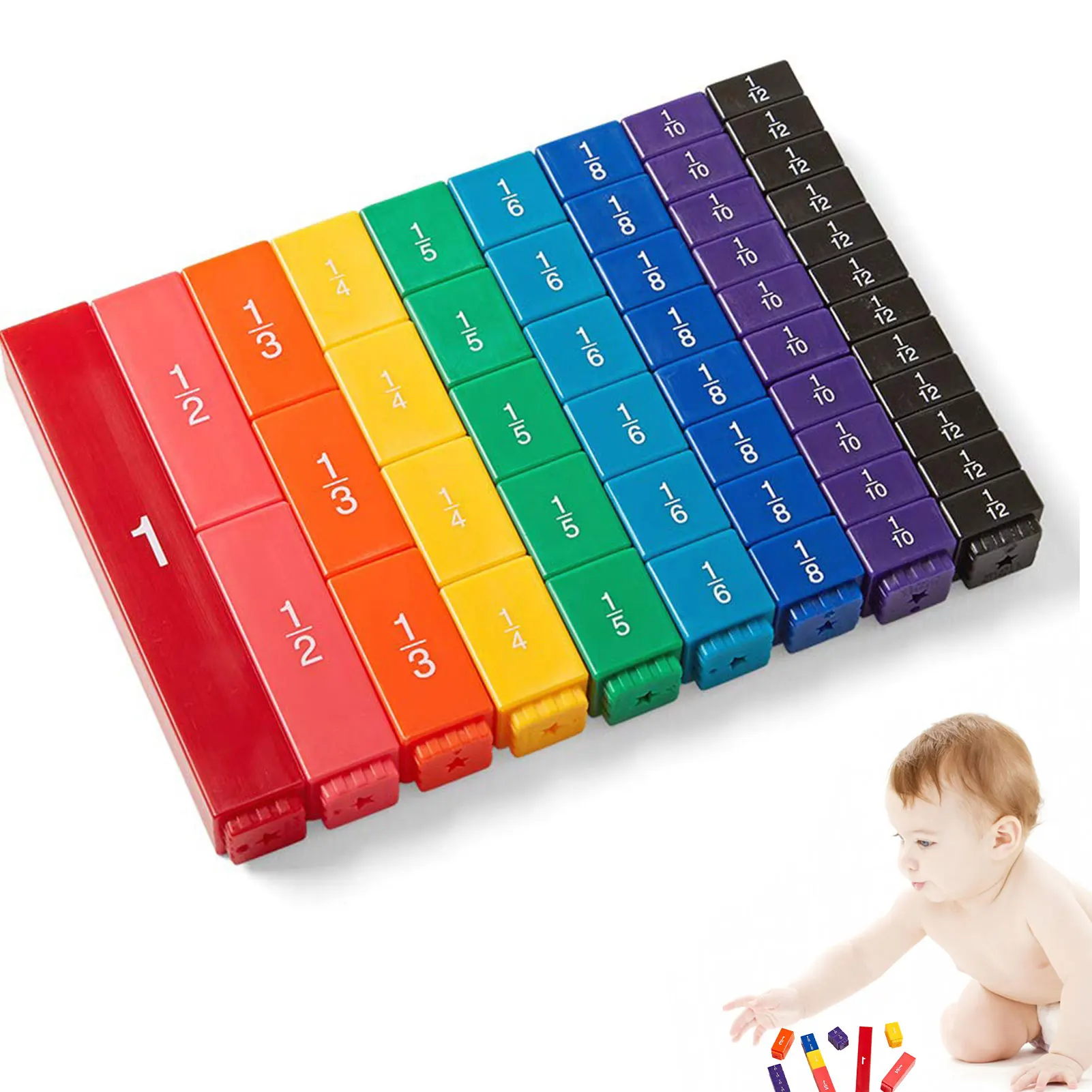 

Fraction Manipulatives Colorful Fraction Cubes 51Pcs Tactile Learning Compare & Order Scores For Elementary School Kids Teacher