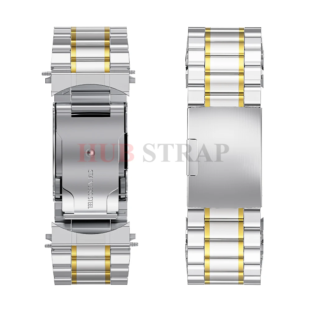 High-Quality Solid Stainless Steel Curved End Watch Strap with Tool