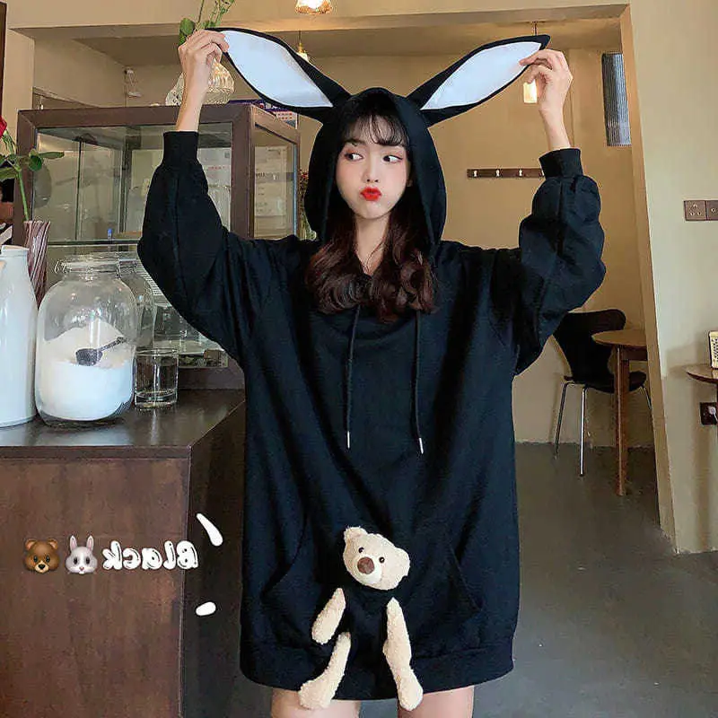 

New Japanese Sweet Anime Hoodies for Girls Autumn Winter Soft Girl Long Sleeve Cartoon Hoodie Women Casual Pullover Big Size 4XL