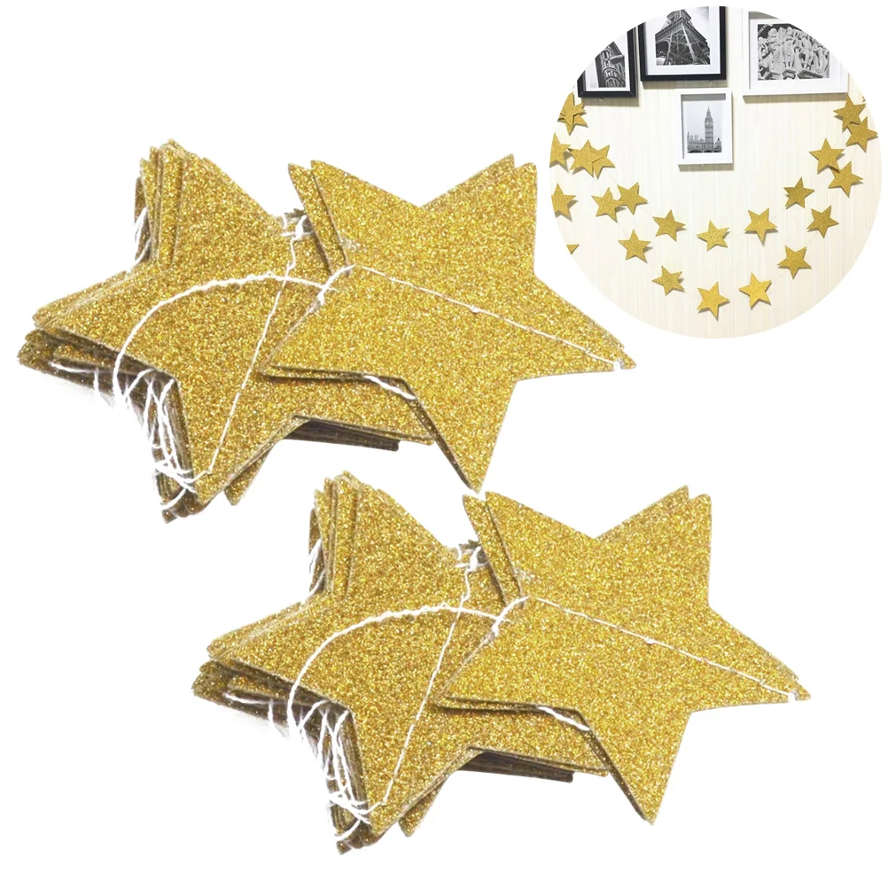 

2 Pcs Star Banner Party Garland Decorative Happy Birthday Decorations 10cm Wedding
