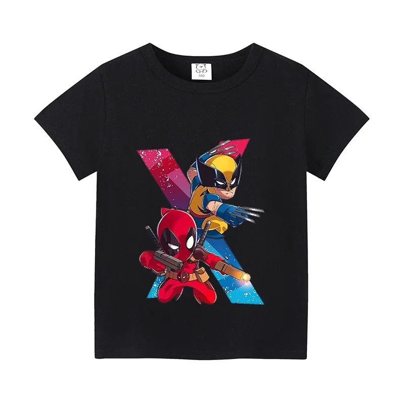 Deadpool Wolverine T-shirt for Kids Summer Short Sleeve Tee Boys Clothes Fashion Children's Clothing Friends Top Shirts Gifts 3