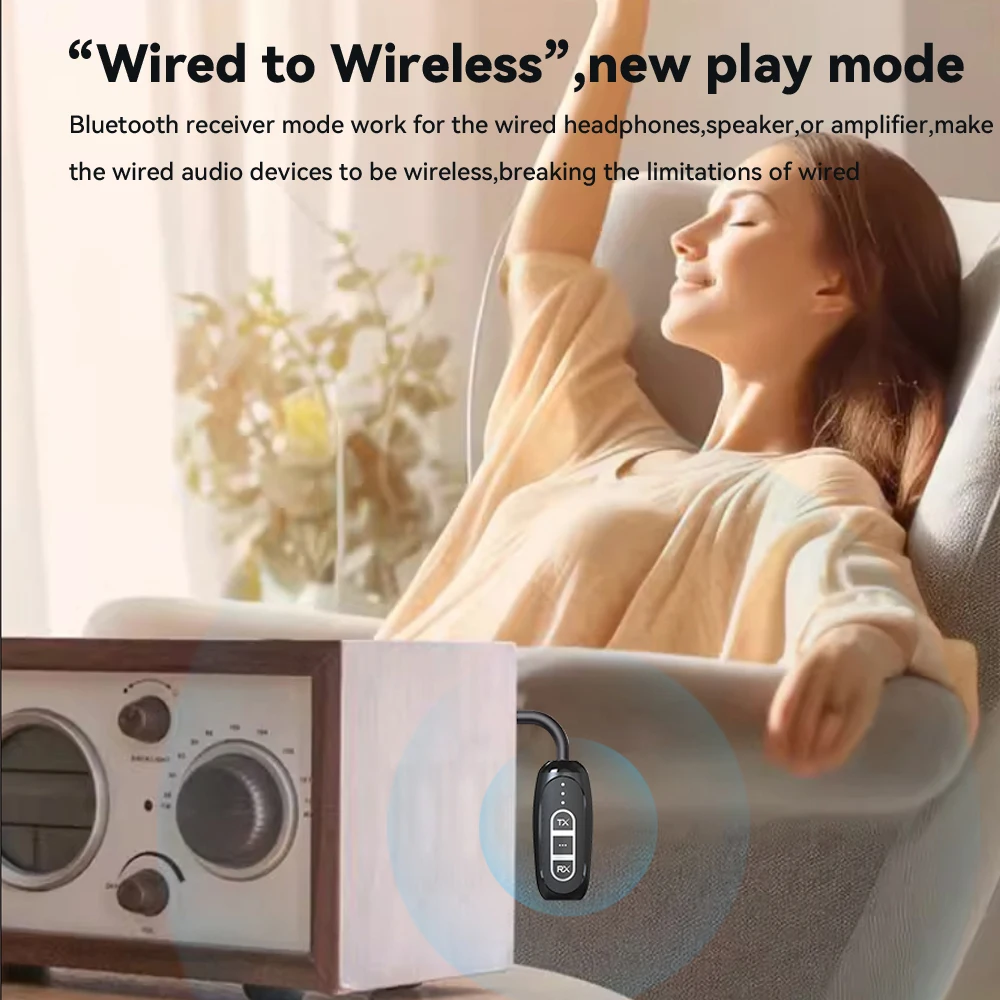 Tebe LE Audio Bluetooth 5.4 Receiver Transmitter LC3 3.5mm Aux Wireless Stereo Music Adapter Broadcasts to Multi Headphones