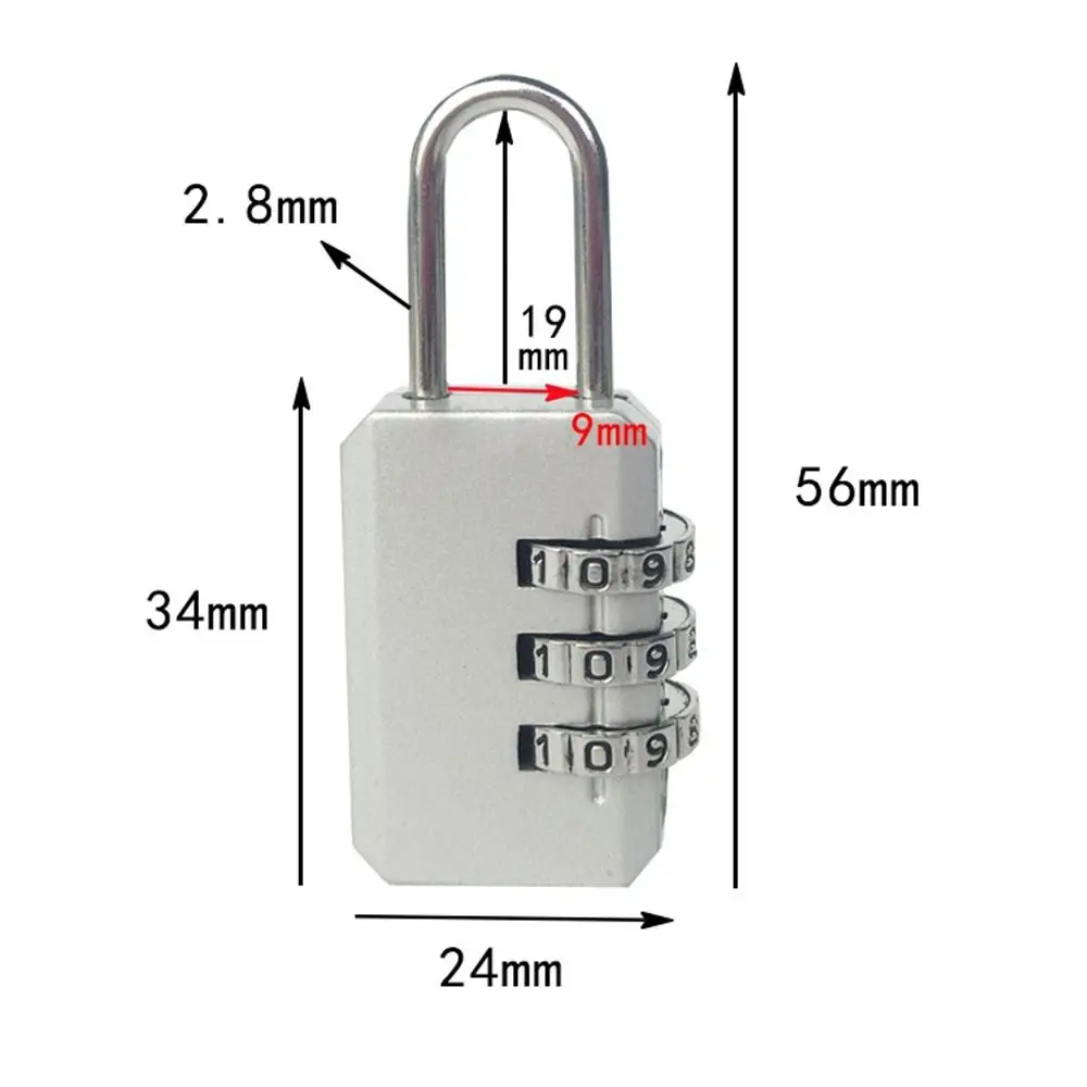Zinc Alloy 3 Digit Password Lock for School Gym Home
